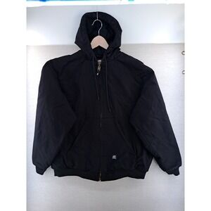 Berne Jacket Mens 2XL Black Heritage Hooded Duck Canvas Work Quilted Insulated